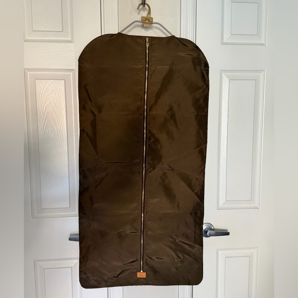 Louis Vuitton Brown Nylon Garment Bag w/Gold Hanger